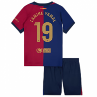 Kids LAMINE YAMAL #19 Barcelona Home Spotify Logo Without Text Jersey Kit 2024/25