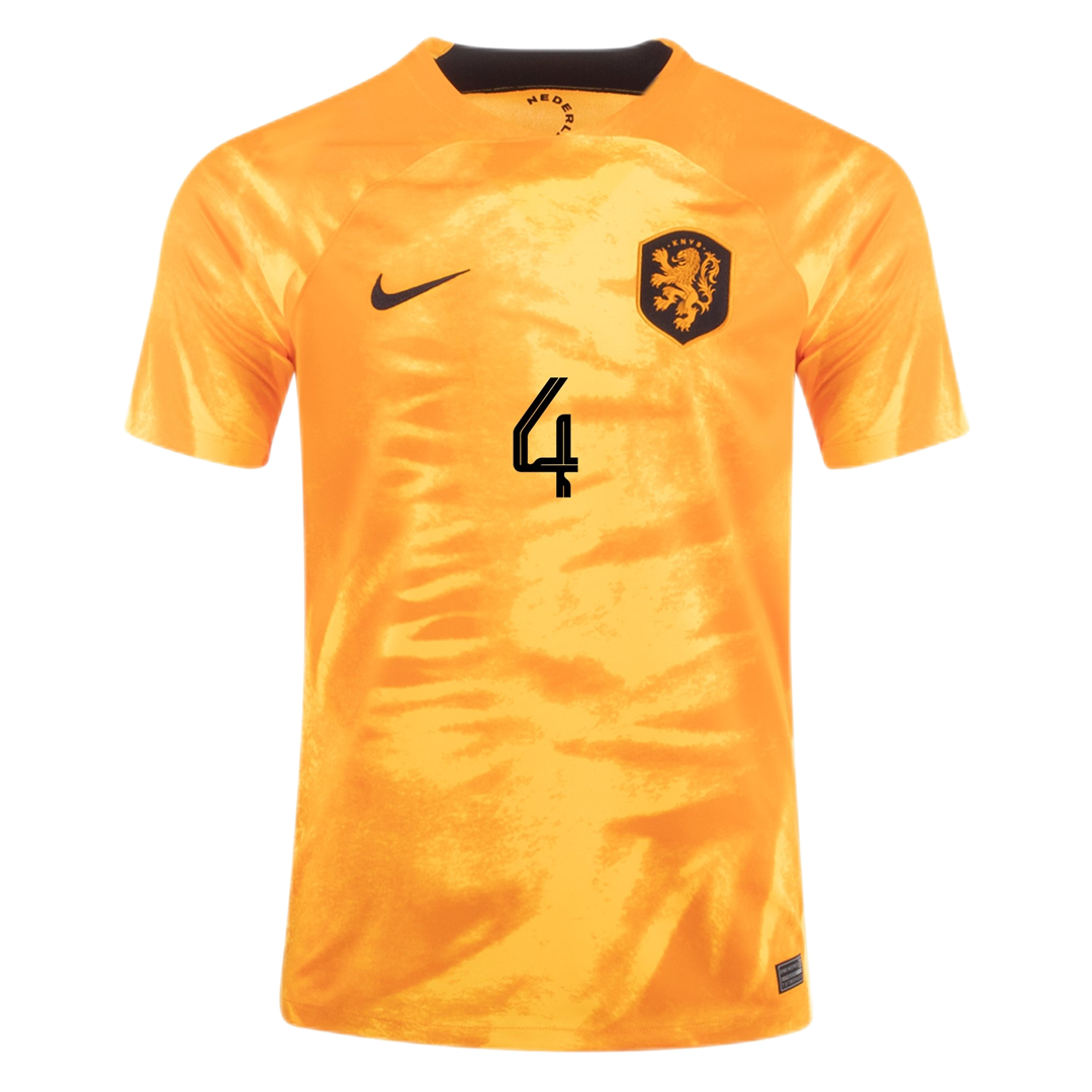 Netherlands VIRGIL #4 Jersey Home Replica World Cup 2022