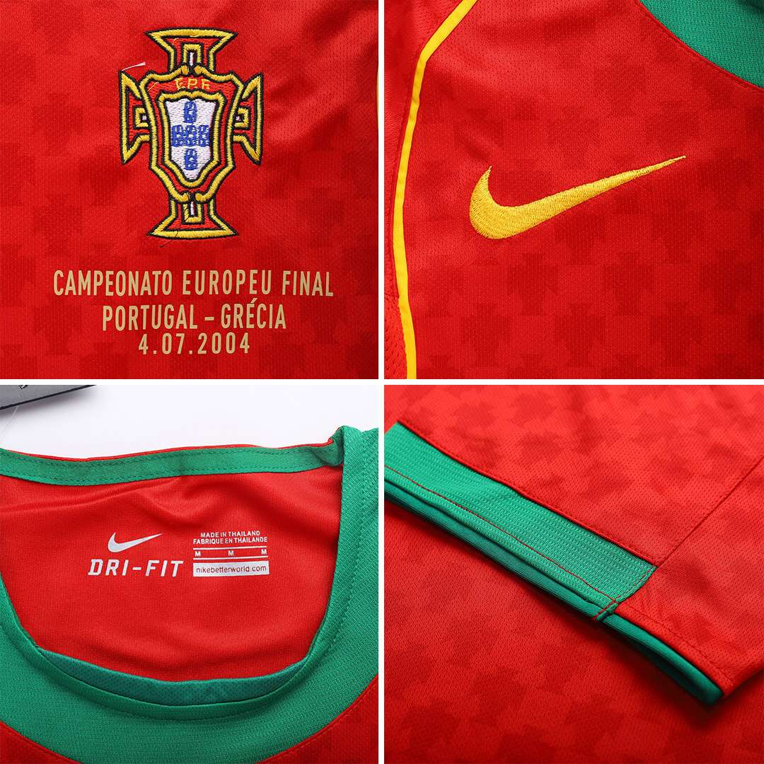 Portugal Figo #7 Retro Jersey Home Euro Cup Final 2004