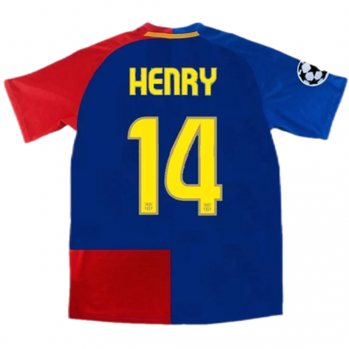 Barcelona Henry #14 UCL Final Retro Jersey Home 2008/09