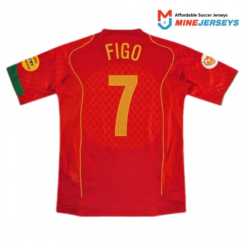 Portugal Figo #7 Retro Jersey Home Euro Cup Final 2004