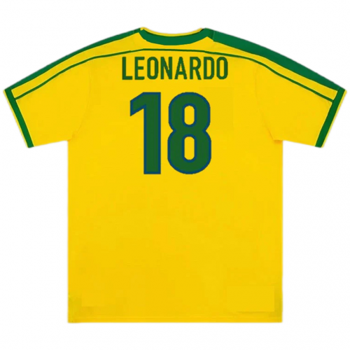 Brazil LEONARDO #18 Retro Jersey Home World Cup 1998