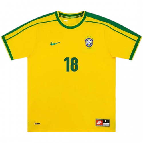 Brazil LEONARDO #18 Retro Jersey Home World Cup 1998