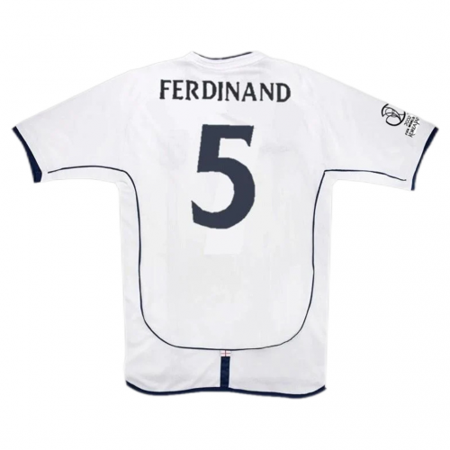 Ferdinand #5 Retro England Home Jersey World Cup 2002