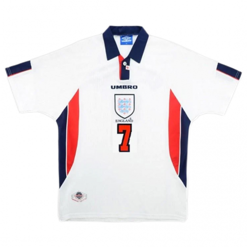 Beckham #7 Retro England Home Jersey World Cup 1998