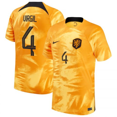 Netherlands VIRGIL #4 Jersey Home Replica World Cup 2022