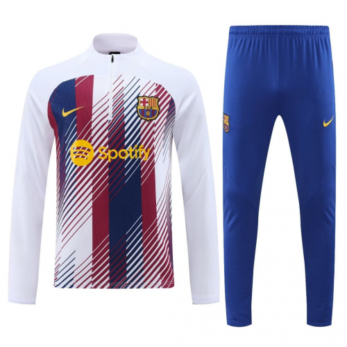 Barcelona Zipper Sweatshirt Kit(Top+Pants) White 2023/24