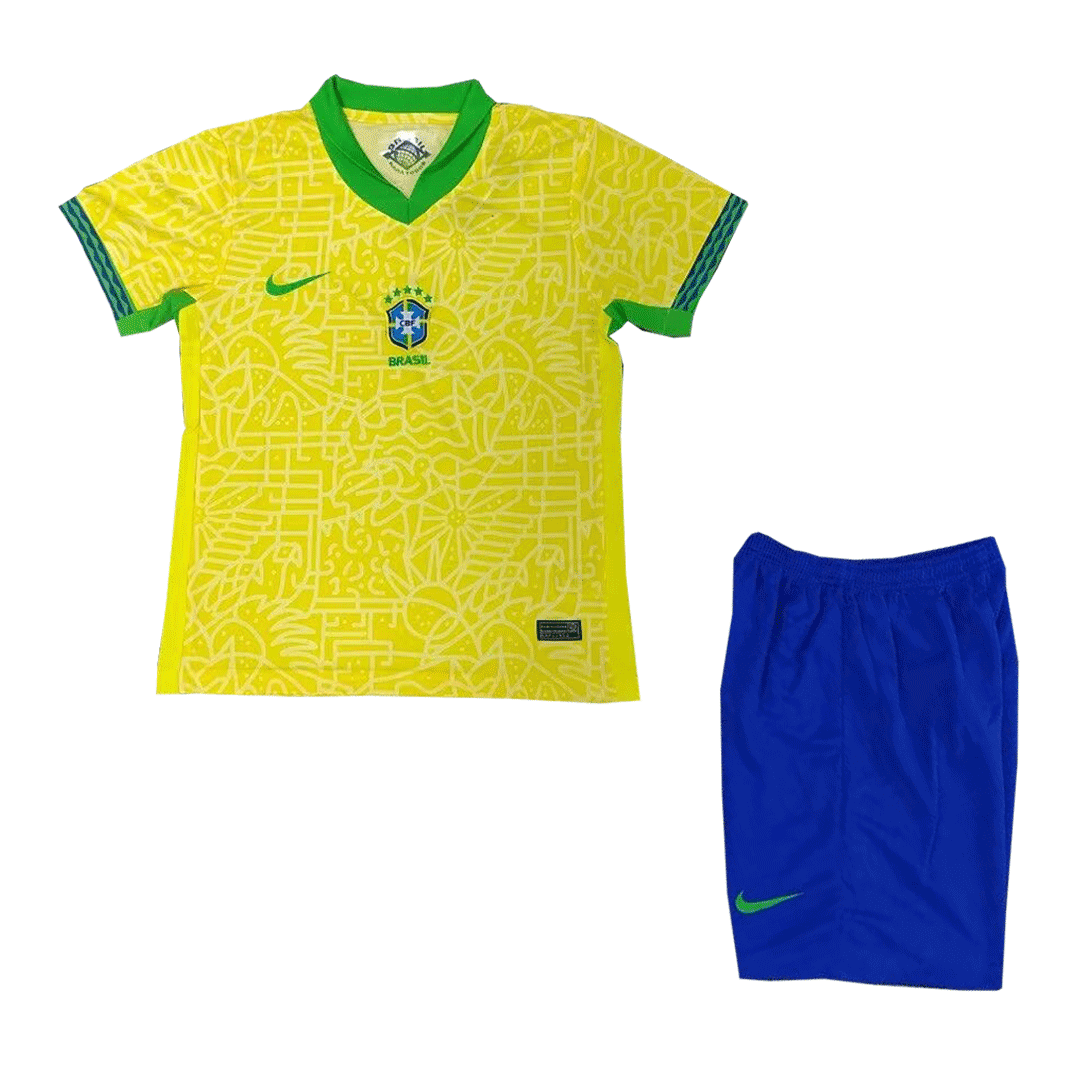 Kids Brazil Home Kit Jersey+Shorts 2024