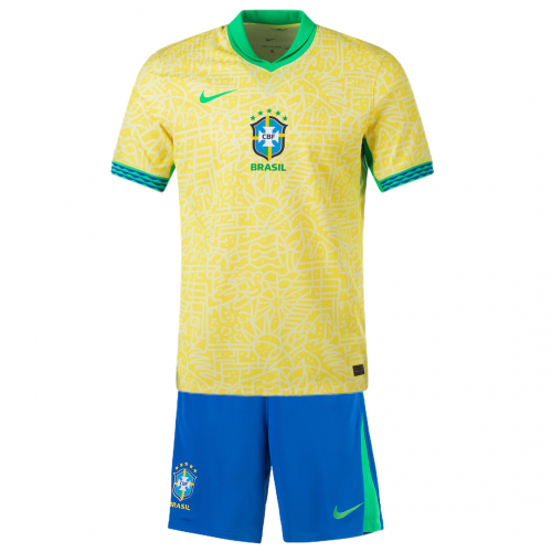 Kids Brazil Home Kit Jersey+Shorts 2024