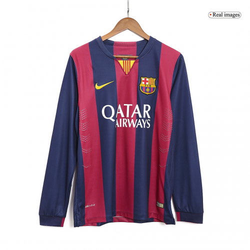 Neymar JR #11 Barcelona Home Long Sleeve Retro Jersey 2014/15