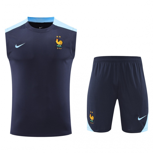 France Pre-Match Sleeveless Kit (Top+Shorts) Euro 2024