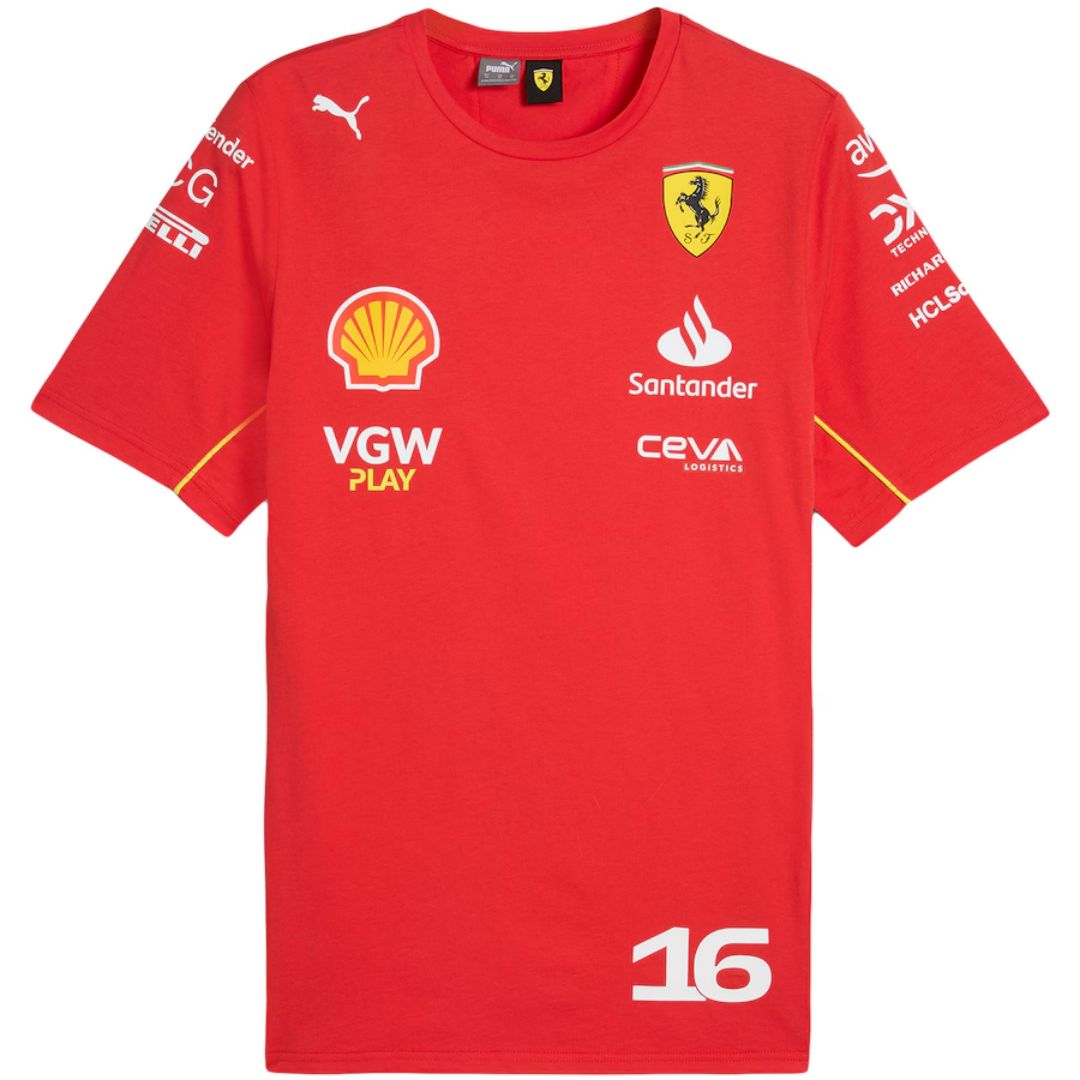 [Plus Size] Scuderia Ferrari F1 Racing Team Charles Leclerc Driver T-Shirt 2024