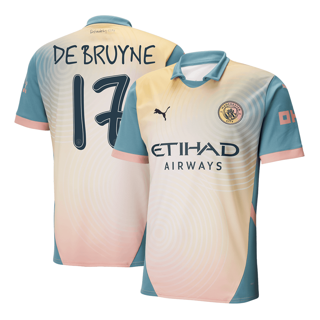 DE BRUYNE #17 Manchester City 'Definitely City' Fourth Jersey 2024/25 - UCL Font